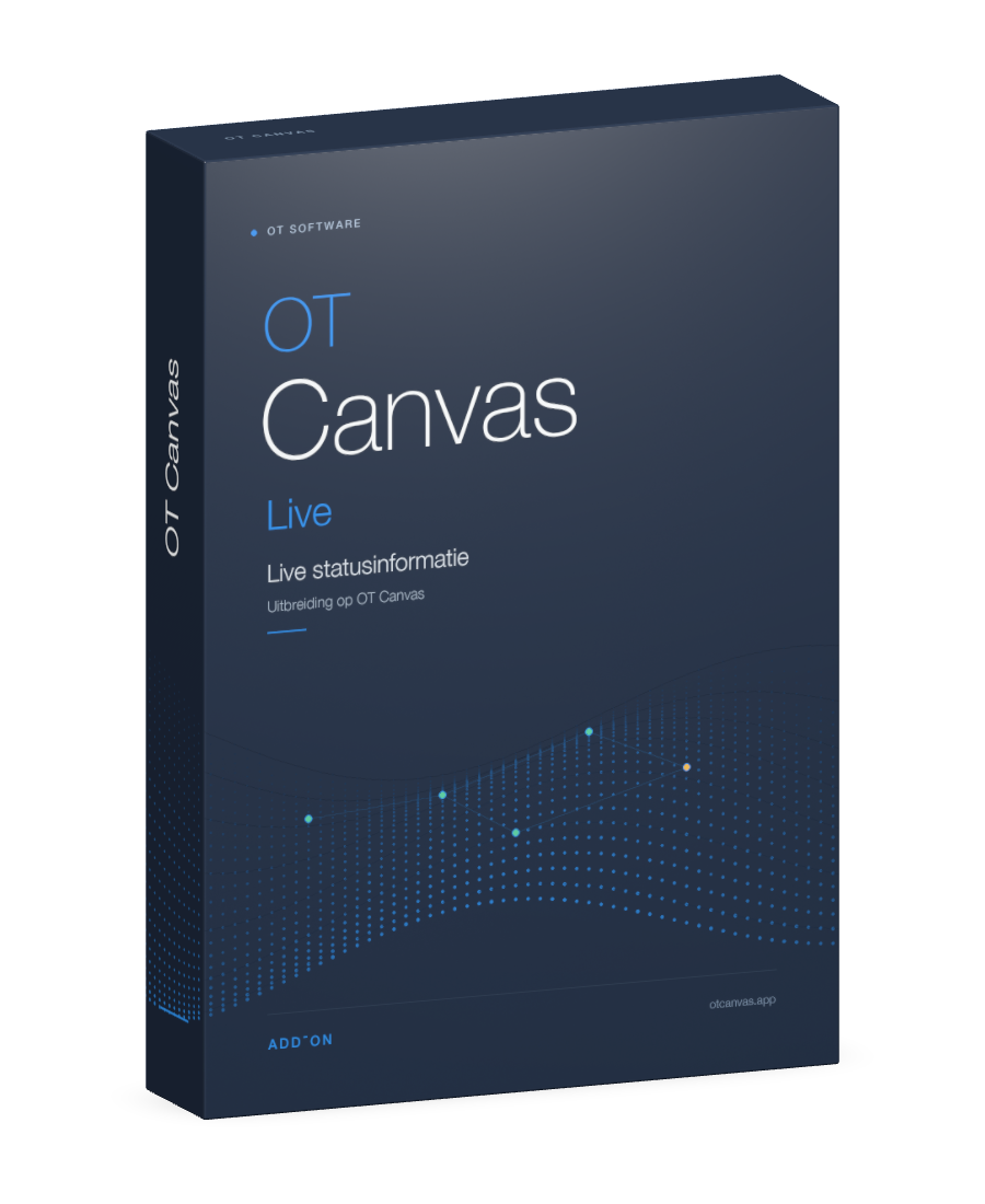 Donkerblauwe OT Canvas Live-softwareverpakking: live statusinformatie.
